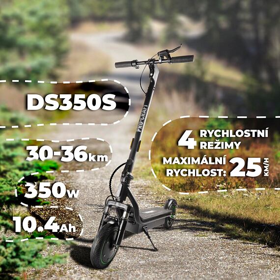 PROCRAFT DS350S aku koloběžka 350W, 36V/10,4Ah, dojezd až 30km, skládací
