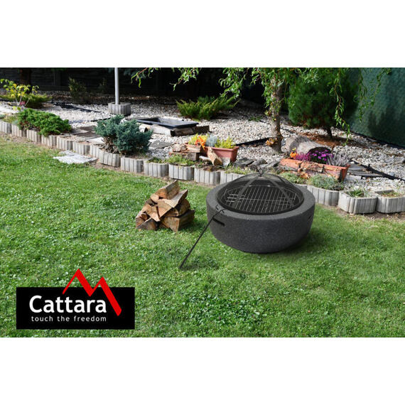 CATTARA ohniště LA PALMA, pálený kámen (vnitřek ocel), rošt pr.44cm, síťovaný poklop, 13013