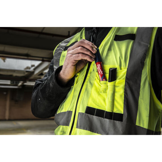 MILWAUKEE 4932471890 vesta výstražná vel. L/XL, ŽLUTÁ, vysoká viditelnost, zip, kapsy
