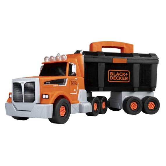 SMOBY kamion s dětským nářadím a jeřábem BLACK+DECKER, nářadí 60ks, malá vrtačka, SM360941