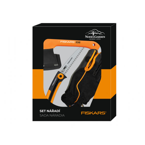 FISKARS set OUTDOOR sekera X5 + pilka Xtract+ rukavice, 10461