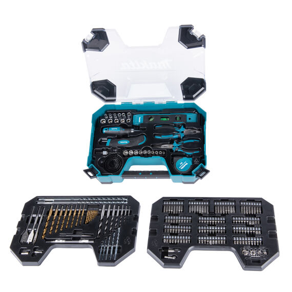 MAKITA E-22610 sada vrtáků, bitů a ručního nářadí, 200ks, rozkládací kufr (old=D-37194)