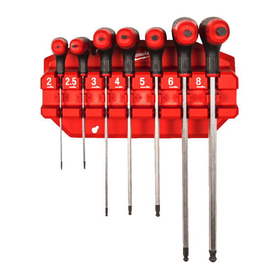 MILWAUKEE 4932498677 sada T-imbusů s kuličkou 2-8mm, 7-dílná, ComfortGrip, PH držák
