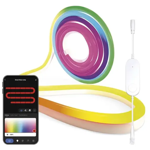 EMOS GoSmart ohebný LED pásek NEON bílý, 5 m, 33 W, RGBIC stmívatelný, WiFi, ZPW513I