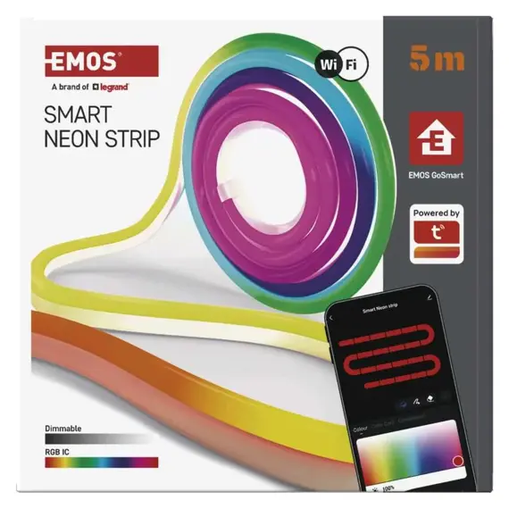 EMOS GoSmart ohebný LED pásek NEON bílý, 5 m, 33 W, RGBIC stmívatelný, WiFi, ZPW513I
