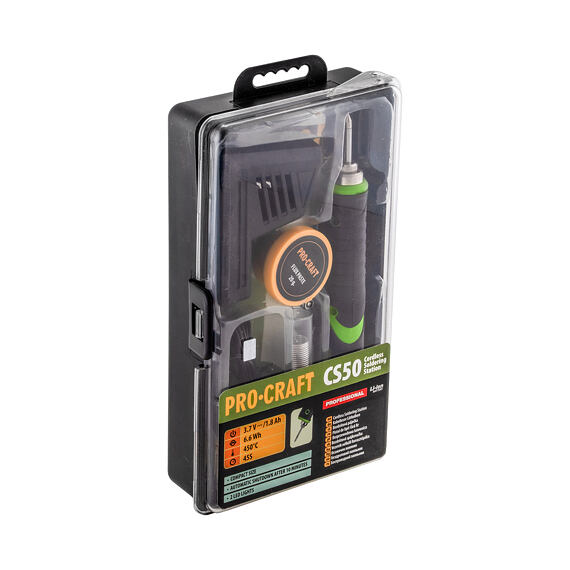 PROCRAFT CS50 aku pájka 3,7V/1,8Ah, osvětlení, až 60minut na nabití