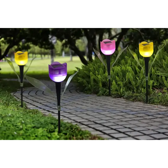 lampa solární TULIPÁN, 30,5cm, pr.4,8cm, 1LED, mix barev, 797491
