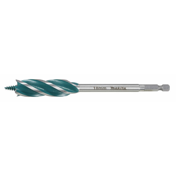 MAKITA E-26668 vrták do dřeva 18*165mm, čtyřbřitý, stopka šestihran 1/4"  i pro rázové utahováky