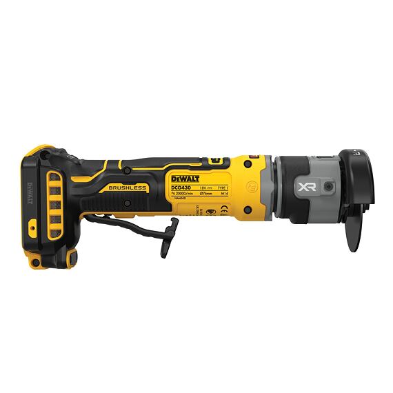 DeWalt DCG430N aku přímá řezačka 18V XR, pro kotouče 76mm, bezuhlíkový motor, bez baterie