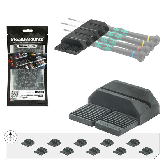 StealthMounts Drawer Hive držák přesných šroubováků TPE, do zásuvek, 10ks
