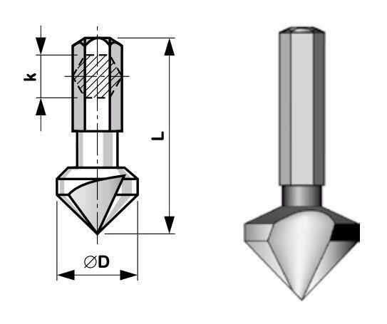 NÁSTROJE CZ záhlbník kužeľový trojbritový 90° D12,4mm HSS bit CZ744-124
