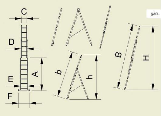 ALVE 7810 žebřík trojdílný na schody EUROSTYL 3*10, 6,26m