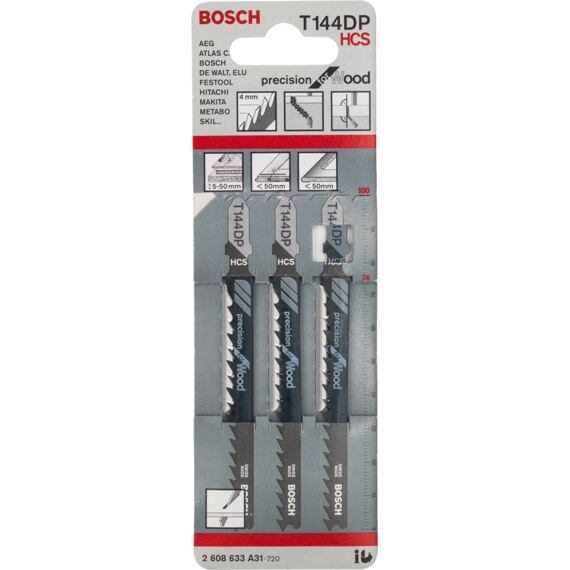 BOSCH 2608633A31 pílky do priamočiarky T144DP na drevo, 3 ks