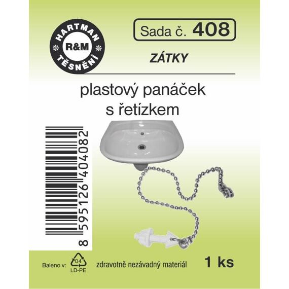 HARTMAN umyvadlový PH panáček s řetízkem, sada č. 408