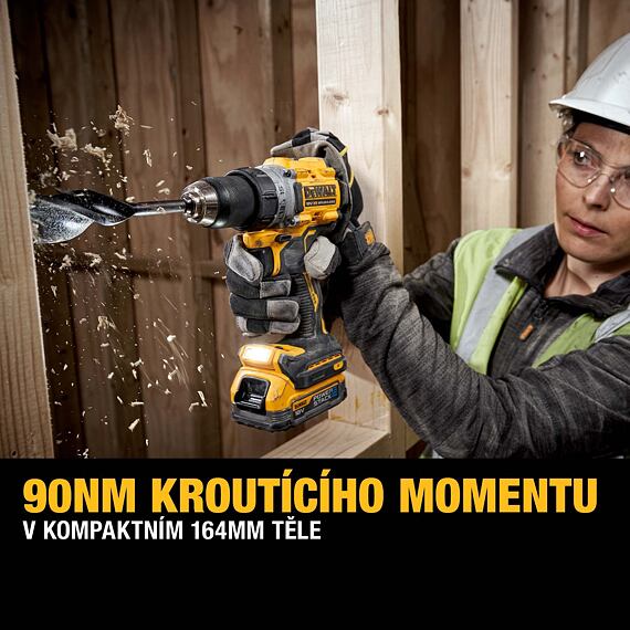 DeWalt DCD800E1T aku bezuhlíková príklep. vŕtačka 18V/1*1,7Ah, nabíjačka, POWERSTACK, 90Nm, TSTAK