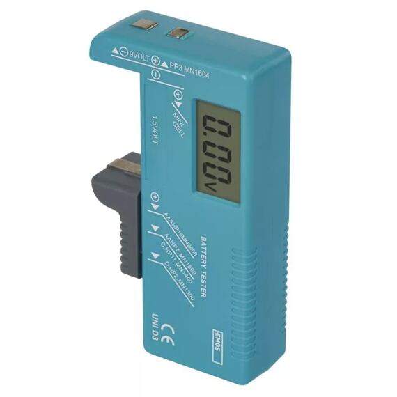 EMOS univerzální tester baterií LCD (AA, AAA, C, D, 9V, knoflíkových), N0322