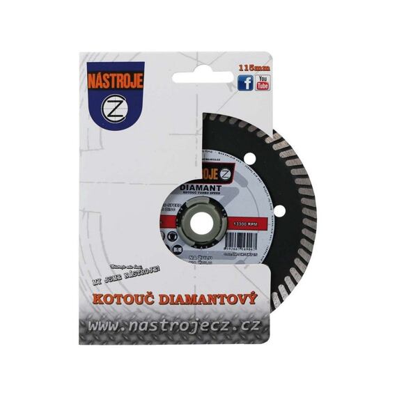 NÁSTROJE CZ diamantový kotouč TURBO SPEED 115*1,4*22,2mm staveb. materiály, žula, dlažba IM-DK-TK115