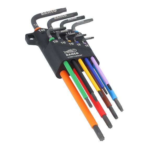 BAHCO C1997TORX/9P TORX súprava 9-dielna, T8-T40, spevnené, farebný PH poťah