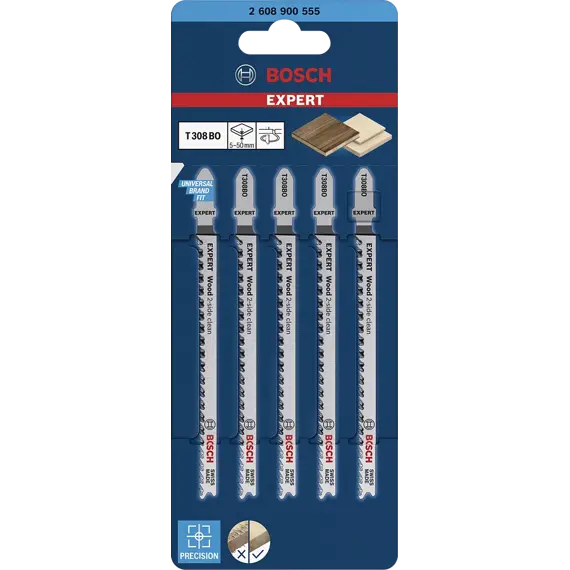 BOSCH 2608900555 pilky do přímočarky T308BO 117mm, měkké dřevo 5ks