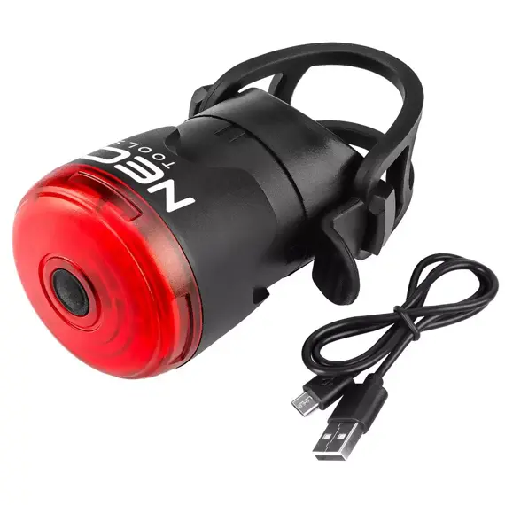 NEO světlo zadní na kolo, 3,7V/400mAh, funkce STOP-při brzdění svítí intenzivně,  micro USB, 91-003