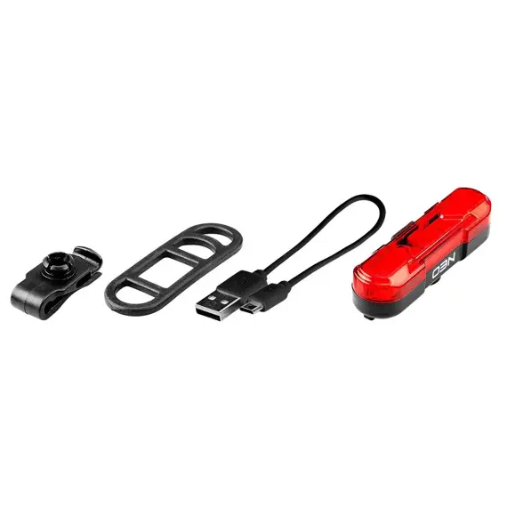 NEO světlo zadní na kolo, 3V/210mAh, 30lm, 4 módy svícení, nabíjení micro USB, 91-002