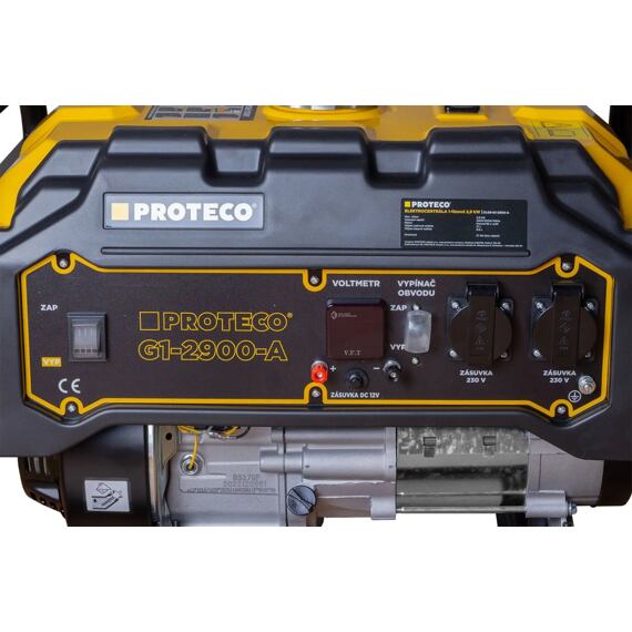 PROTECO elektrocentrála 1-fázová 2900W/2600W, AVR, 2*230V + 1*12V DC, 51.08-G1-2900-A