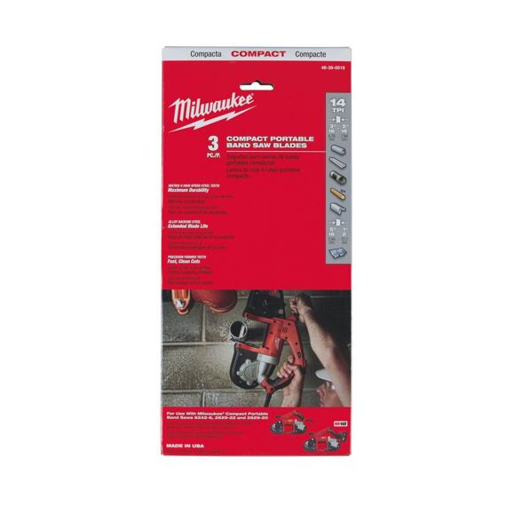 MILWAUKEE 48390519 pílové pásy 898.52mm*14Tpi, 3ks. oceľ, nerez, liatina