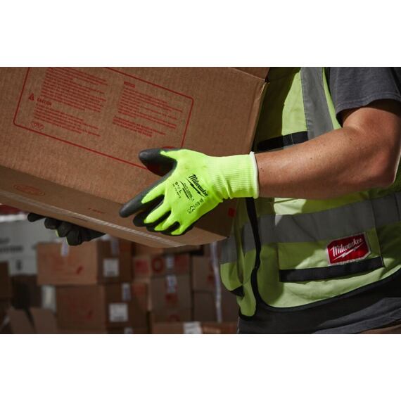 MILWAUKEE 4932479919 rukavice manipulační reflexní Hi-Vis, vel.10/XL, ochrana "A", bezešvé