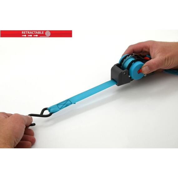 COMPASS popruh s ráčnou samonavíjecí 2m/18mm s háky, tažná síla 100daN (=102kg)