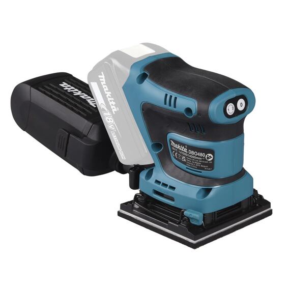 MAKITA DBO480Z aku vibrační bruska LXT 18V, 114*102mm, suchý zip, 11000/14000 ot./min.