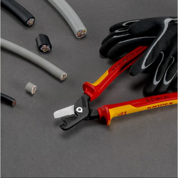 KNIPEX nůžky na kabely StepCut XL 225mm VDE elektro 1000V, 2 řezné plochy, 56 HRC 9518225