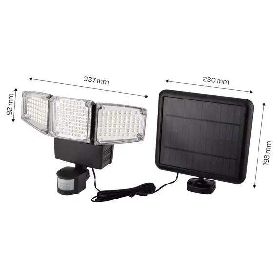 NEO reflektor TRIPLE LED 1000lm, solární aku 3,7V/2*2,2Ah, senzor pohybu, 99-089