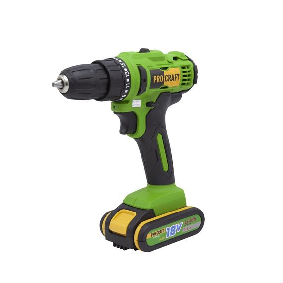 PROCRAFT PA18C aku vrtačka 18V/2*1,5Ah, 32Nm, 0-350/1200 ot./min., LED osvětlení