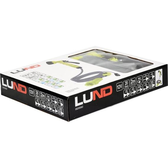 LUND přenosná sprcha 12V, čerpá 20l/min., připojení konektor autozapalovače, příkon 35-60W, TO-82992
