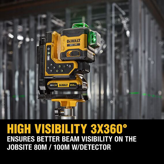 DeWalt DCLE34035D1 laser samonivelační 18V/2Ah XR, zelený, 3*360°, dálkové ovládání, TSTAK