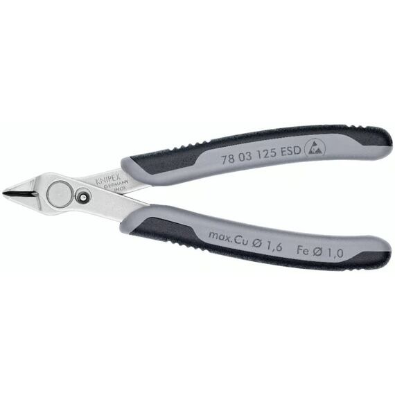 KNIPEX 7803125ESD kleště štípací boční pro elektroniku ESD, NEREZ, elektricky svodivé - disipativní