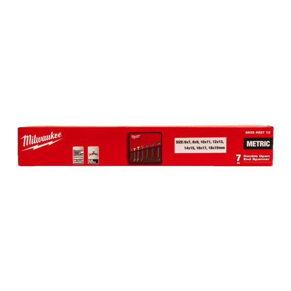 MILWAUKEE 4932492713 sada oboustranných plochých klíčů 7-dílná 6-19mm, štíhlá hlava