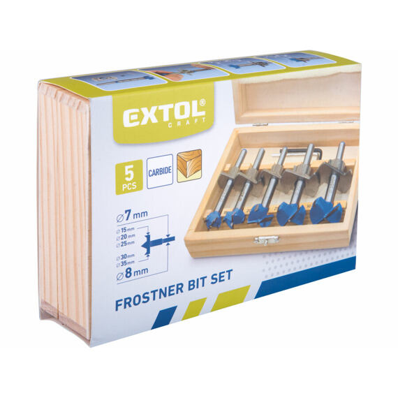 EXTOL Craft sukovníky s hloubkovým dorazem, sada 5ks, 15-20-25-30-35mm s SK plátky 902003