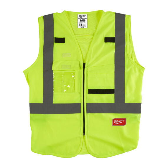 MILWAUKEE 4932471890 vesta výstražná vel. L/XL, ŽLUTÁ, vysoká viditelnost, zip, kapsy