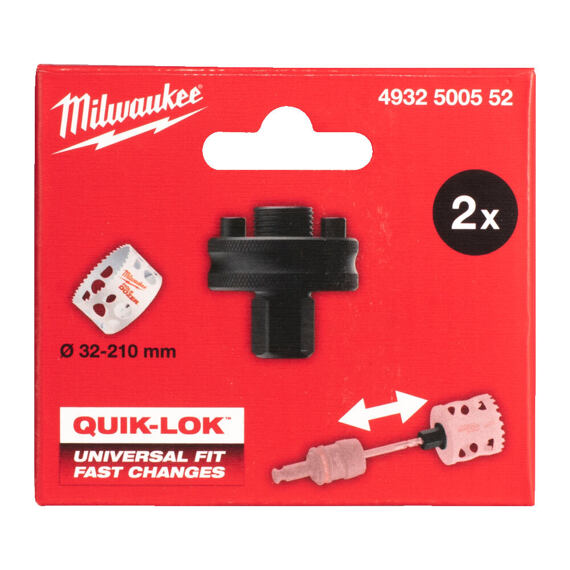 MILWAUKEE 4932500552 adaptér Quik-Lok pro děrovky, HSaw QL Pin Adaptor XL 5/8"*18, 32-210mm, 2 kusy