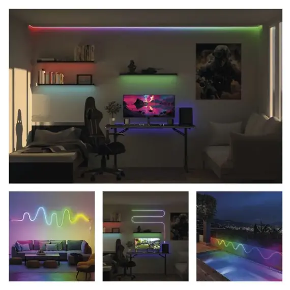 EMOS GoSmart ohebný LED pásek NEON bílý, 5 m, 33 W, RGBIC stmívatelný, WiFi, ZPW513I