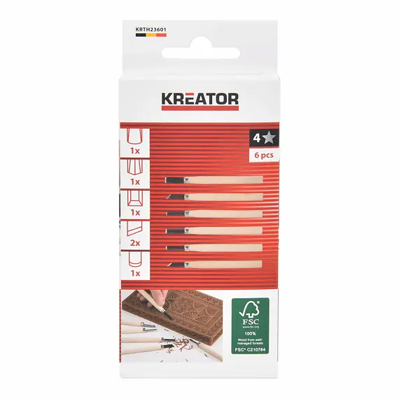 KREATOR dláta mini na dřevo sada 6ks KRTH23601