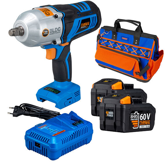 NAREX ASR 600-3MTB-SET aku rázový utahovák, 60V/2*3Ah, nabíječka, brašna