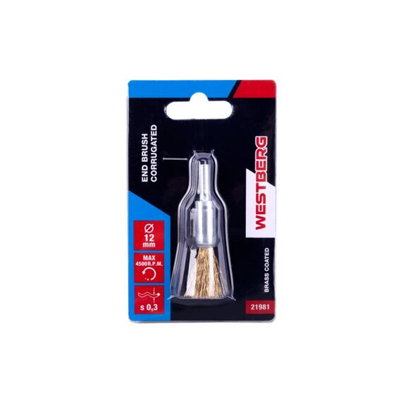 WESTBERG kartáč rotační koncový 12mm, stopka, vlnitý drát, 21981