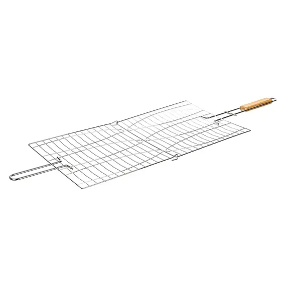 opékač/rošt na 3 ryby, 54*27*27cm, dřevěná rukojeť, 368677