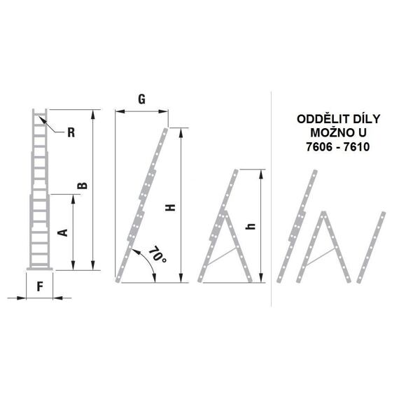ALVE 7612 žebřík trojdílný EUROSTYL 3*12 343/796cm