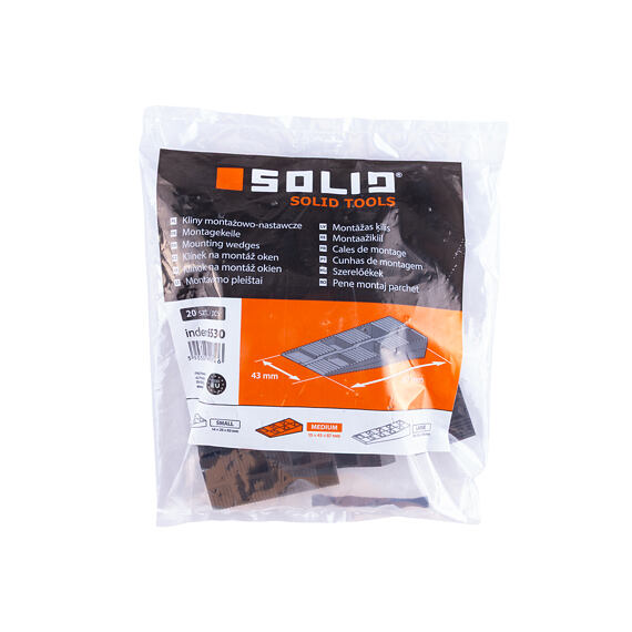SOLID klínky montážní 15*43*87mm, PLAST, balení 20ks, 104075
