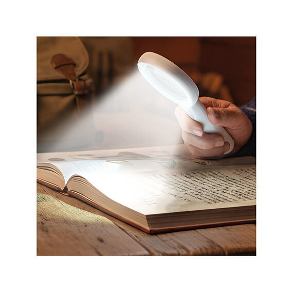 EXTOL LIGHT lupa se světlem, čočka 61mm, zvětšení 6* + 12*, 16 LED diod, USB-C nabíjení, 43163