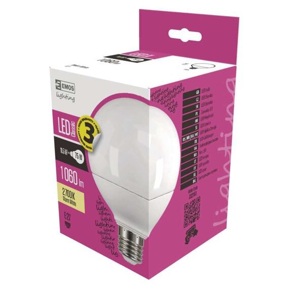 EMOS LED žárovka CLS GLOBE 11,5W E27 teplá bílá 1060lm ZQ2150