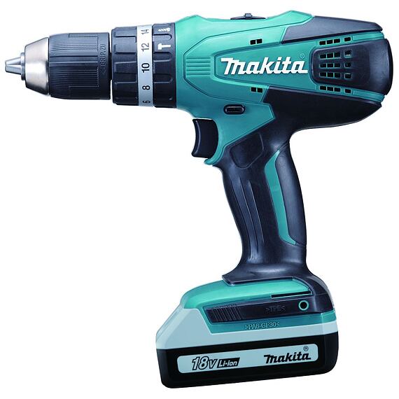 MAKITA HP457DWE aku příklepový šroubovák 18V/2*1,5Ah Li-ion, kufr